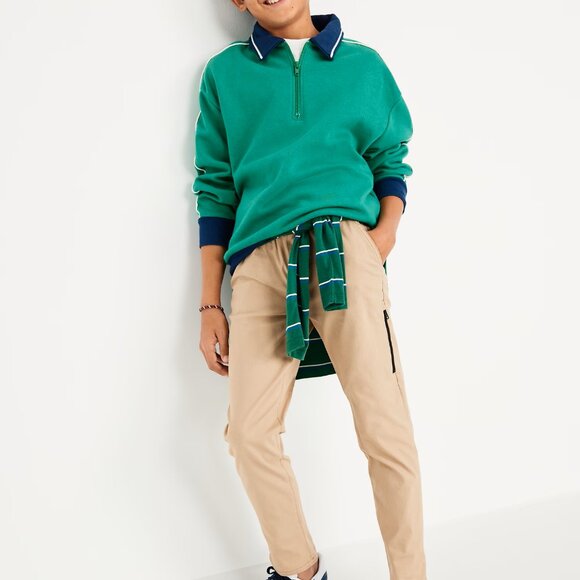 Old Navy Boys Size 10-12 Tech Pants - Light beige - Built-In Flex, Tapered Fit - Picture 7 of 8